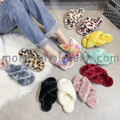 2023 cross-border foreign trade large-size cross wool slippers women's ...